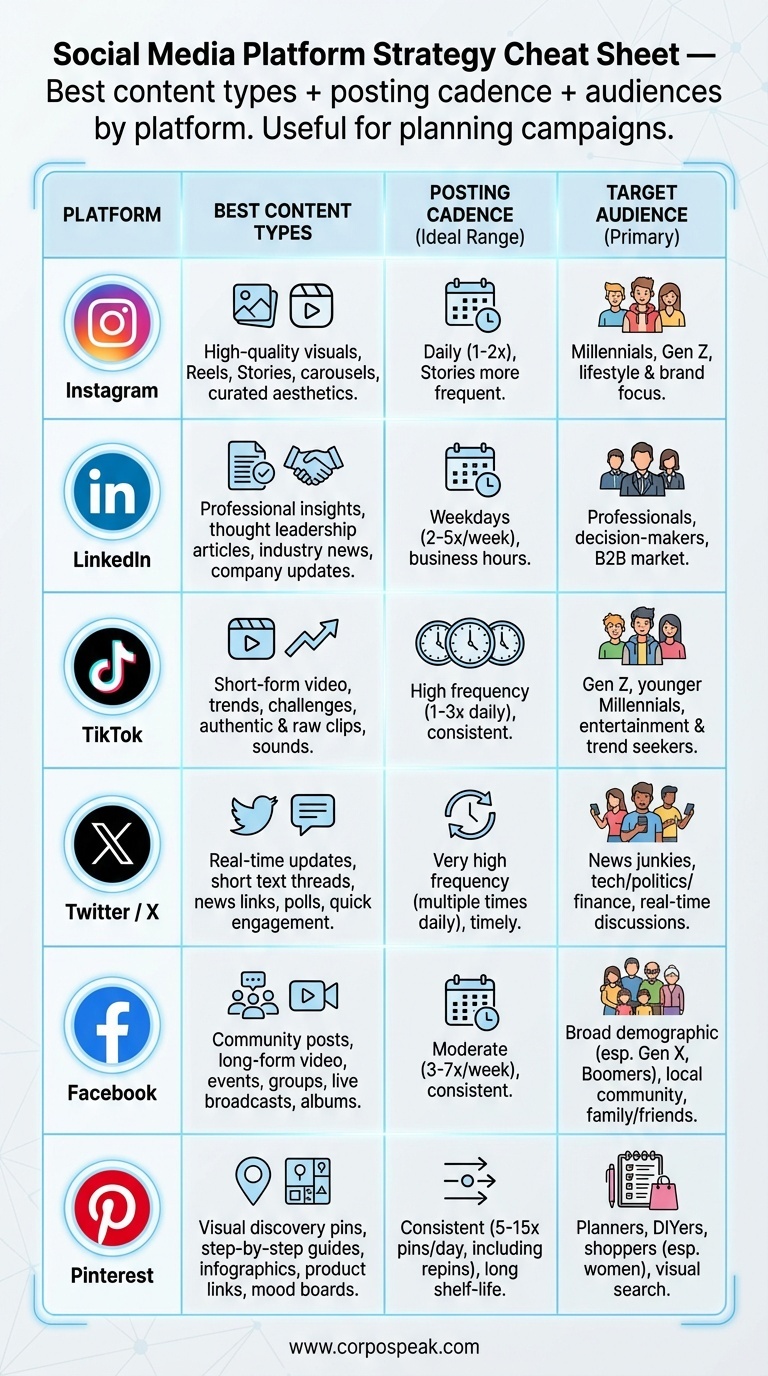 Social Media Platform Strategy Cheat Sheet